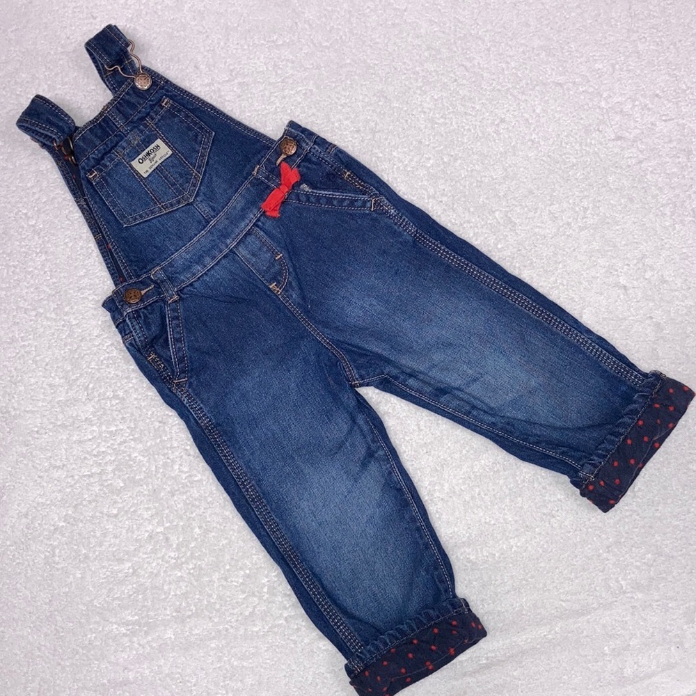 Oshkosh fleece lined blue jean denim overalls 2t